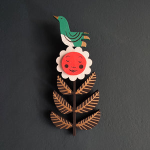 Wall Hangable Daisy and Bird Decoration