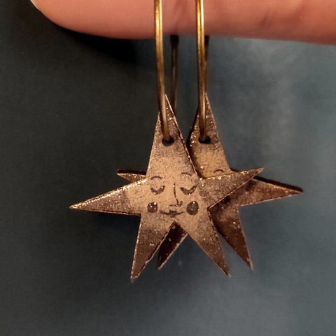 Star Earrings - Sepia & Gold - Emily Jepps Studio