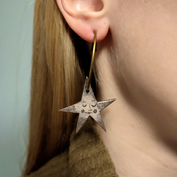 Star Earrings - Sepia & Gold - Emily Jepps Studio