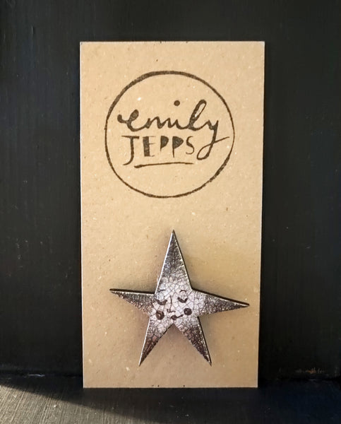 Silver & Black Star Brooch - Emily Jepps Studio