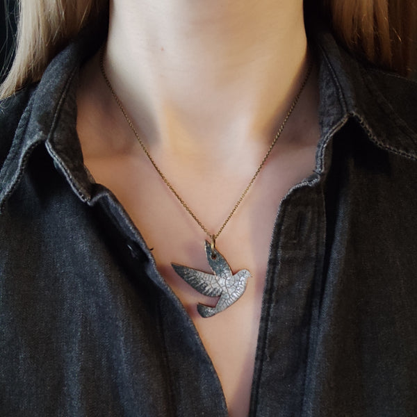 Blue Dove Pendant Necklace - Emily Jepps Studio