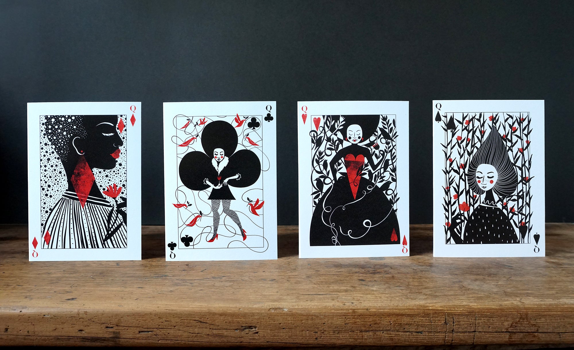 Playing Card Queens - Pack of 4 - Emily Jepps Studio